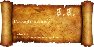 Balogh Bennó névjegykártya